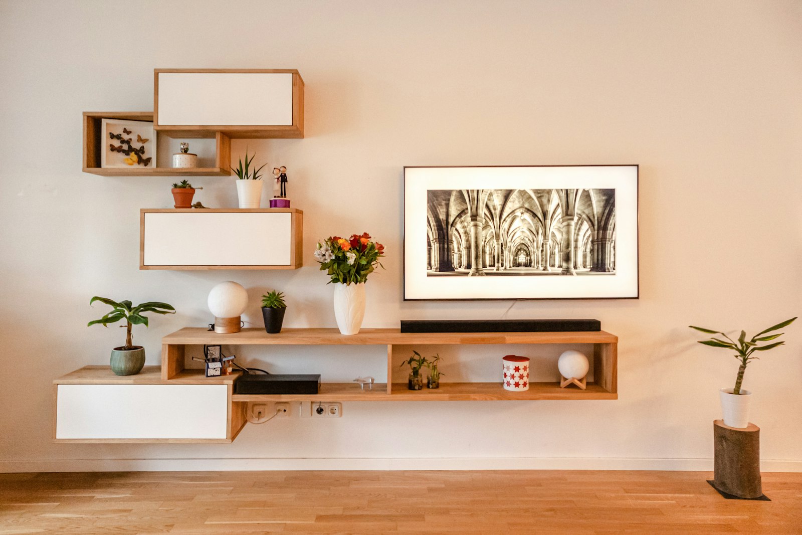 Storage furniture in a warm natural interior